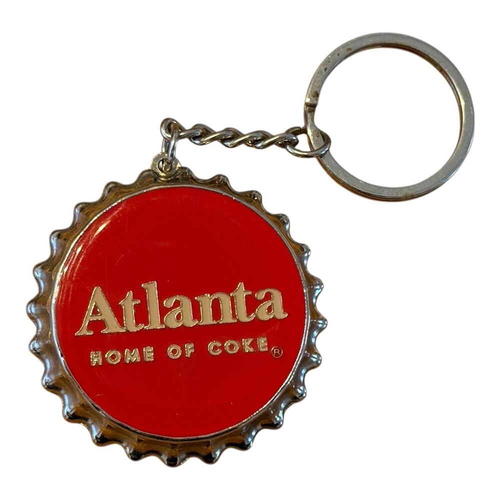RARE Coca-Cola Atlanta "Home of Coke" Stainless Steel Keychain Bottle Cap Opener